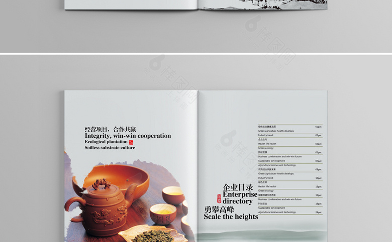 中国风茶画册设计模板