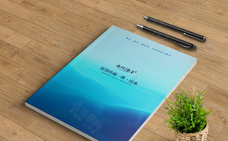 蓝色手绘地产画册