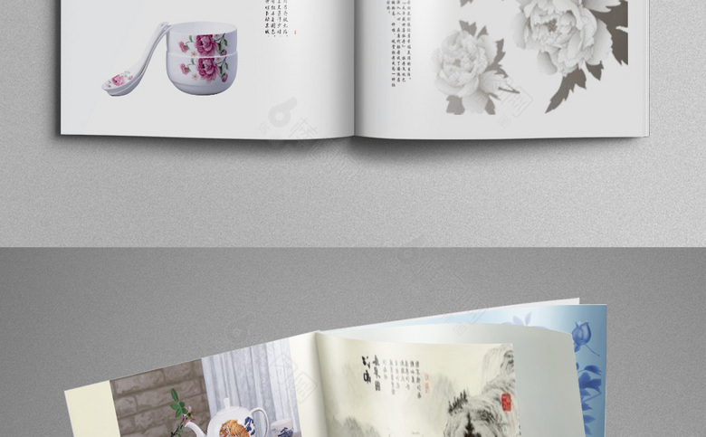白色中国风青花瓷画册
