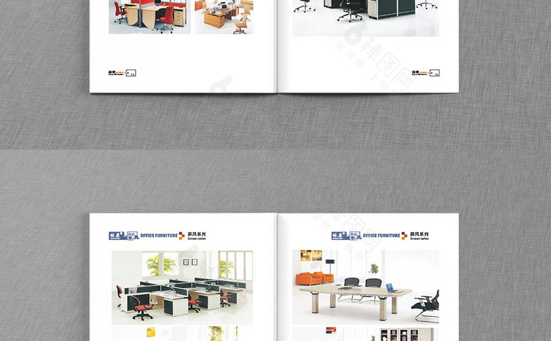 红色办公家具画册模板