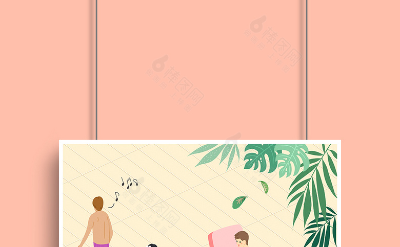 夏季泳池插画背景