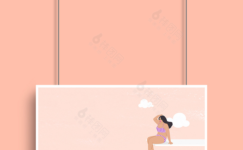 夏季游泳人物插画