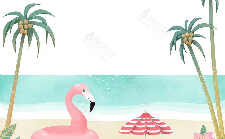 夏季海边插画元素